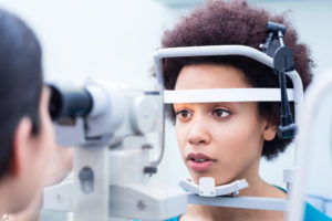woman doing optical exam