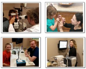 collage of people at the optometrist